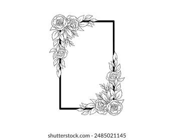 Flower Line Art Black and White