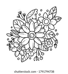 Flower line art coloring page drawing 