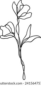 Flower Line Art | Continuous Line | Botanical Floral Design | Vector Illustration