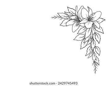 Flower Line Art Corner Border
