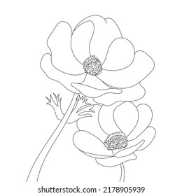 Flower Line art, Floral Illustration, Flower coloring page for kids and adults, Flower illustration in white background svg