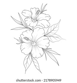 Flower Line art, Floral Illustration, Flower coloring page for kids and adults, Flower illustration in white background svg