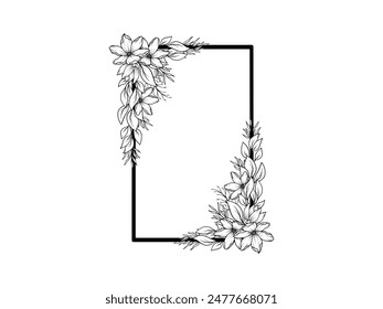 Fondo de marco de arte de línea de flor