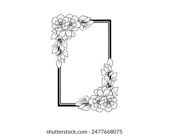 Flower Line Art Frame Background