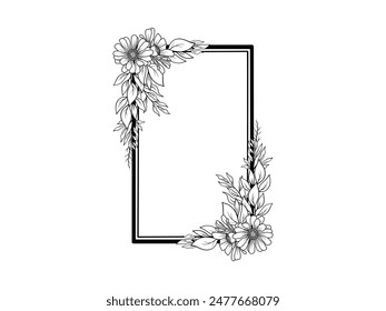 Fondo de marco de arte de línea de flor