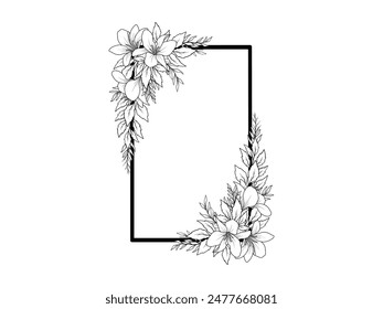 Flower Line Art Frame Background