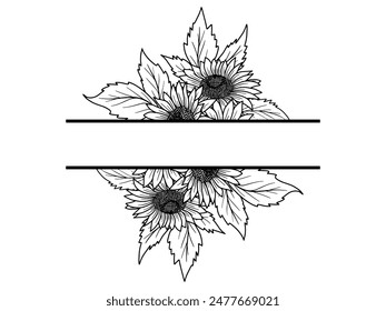 Fondo de marco de arte de línea de flor