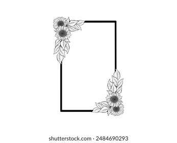 Flower Line Art Frame Background