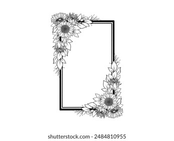 Fondo de marco de arte de línea de flor