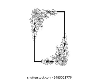 Flower Line Art Frame Background