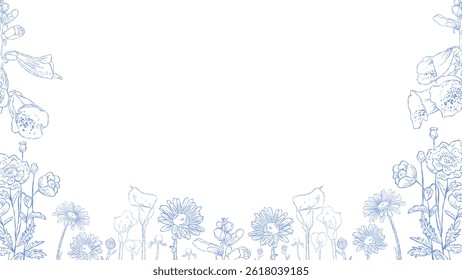 Flower Line Art Frame for IG Instagram Story Social Media Black Color. Best for wedding invitation, event invitation.