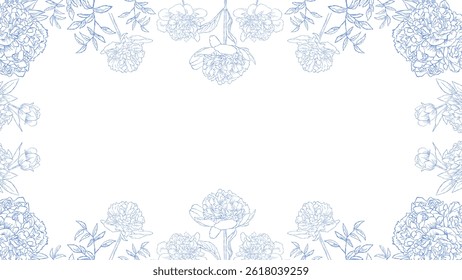 Flower Line Art Frame for IG Instagram Story Social Media Black Color. Best for wedding invitation, event invitation.