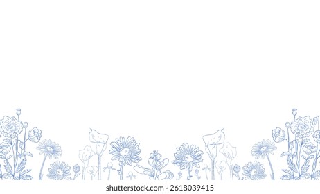 Flower Line Art Frame for IG Instagram Story Social Media Black Color. Best for wedding invitation, event invitation.