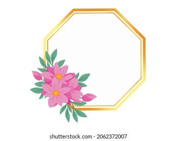 Flower Line Art Frame Sublimation . Flower arrangement Illustration