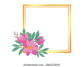 Flower Line Art Frame Sublimierung. Illustration zur Blumenanordnung