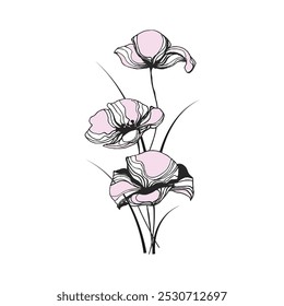 Flower line art free download, flower vector art free Download