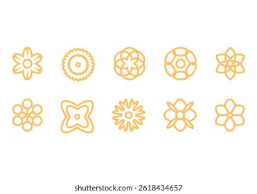 Flower Line Art Icon Element Set