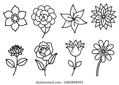Flower line art illustration capturing the charm of nature's flowers