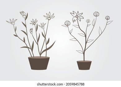 Blumenzeilenkunst einzeln auf Vektorgrafik