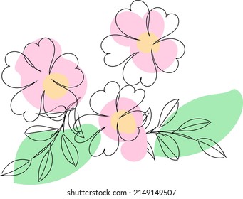 Flower Line Art Leaves Stock Vector (Royalty Free) 2149149507 ...