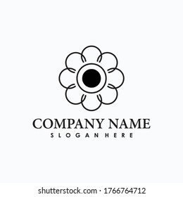 flower line art logo design vector template