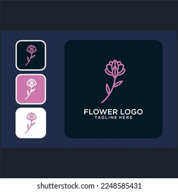 flower line art logo design template