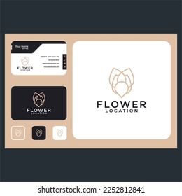 flower line art logo design graphic template