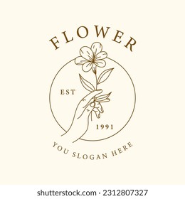 Flower line art logo design template for you business logo.beauty logo,tattoo