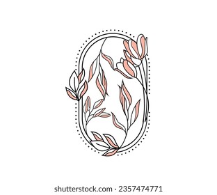 flower line art logo design vector