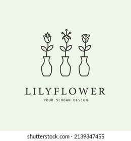 diseño de ilustración vectorial minimalista de arte de línea de flores