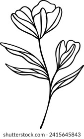 Flower Line Art | Minimalist Botanical Design | Nature Vector Artwork