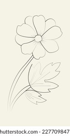 Flower line art. Minimalist contour drawing. One line artwork.