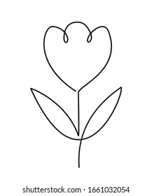 Blumenzeilenkunst. Einzeilige Kunstwerke. Minimalistische Konturzeichnung - Vektorillustration