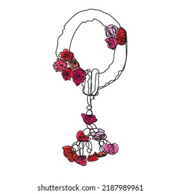 flower Line art  One line drawing style.