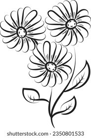 Flower Line Art for print or use as poster, card, flyer or T Shirt