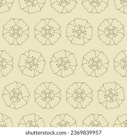 Flower line art seamless pattern. Suitable for backgrounds, wallpapers, fabrics, textiles, wrapping papers, printed materials, and many more.
