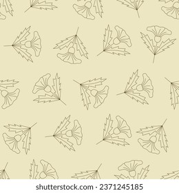 Flower line art seamless pattern. Suitable for backgrounds, wallpapers, fabrics, textiles, wrapping papers, printed materials, and many more.