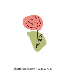 línea de flores arte primavera hoja de verano