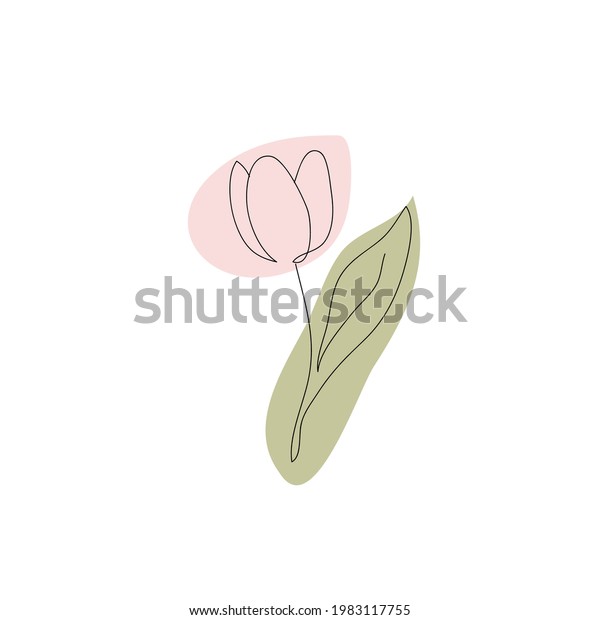 Flower Line Art Spring Summer Leaf Stock Vector (Royalty Free ...