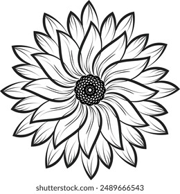 Flower Line Art for tattoo design and coloring pages