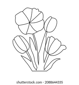 Flower line art vector black color