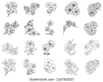 Black And White Flower Elements Vector Art Graphics freevector