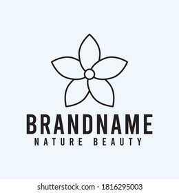Flower line art vector icon template.
