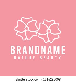 Flower line art vector icon template.