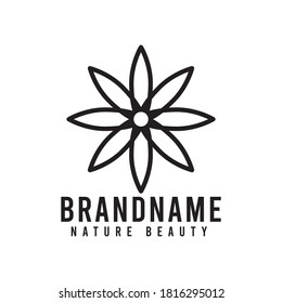 Flower line art vector icon template.