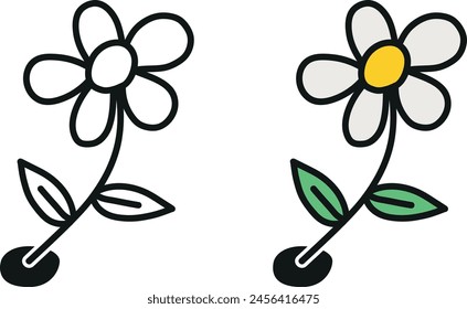 Ilustración vectorial de arte de línea floral