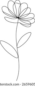 Ilustración vectorial de arte de línea de flor 