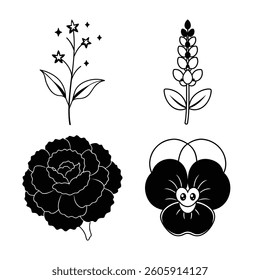 Flower Line Art Vector Illustrations Bundle