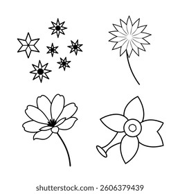 Flower Line Art Vector Illustrations Bundle