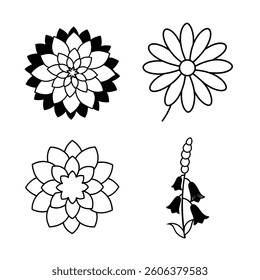 Flower Line Art Vector Illustrations Bundle